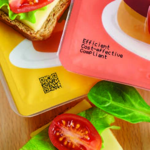 CIJ printed label on a hard smooth plastic packaging