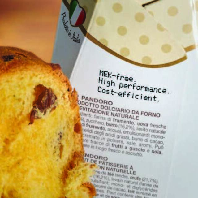 CIJ printed label on the back of a snack cardboard packaging