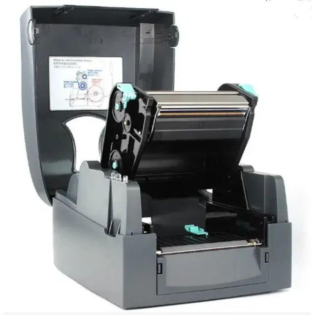 GoDex G500 printer opened, displaying the inside machine