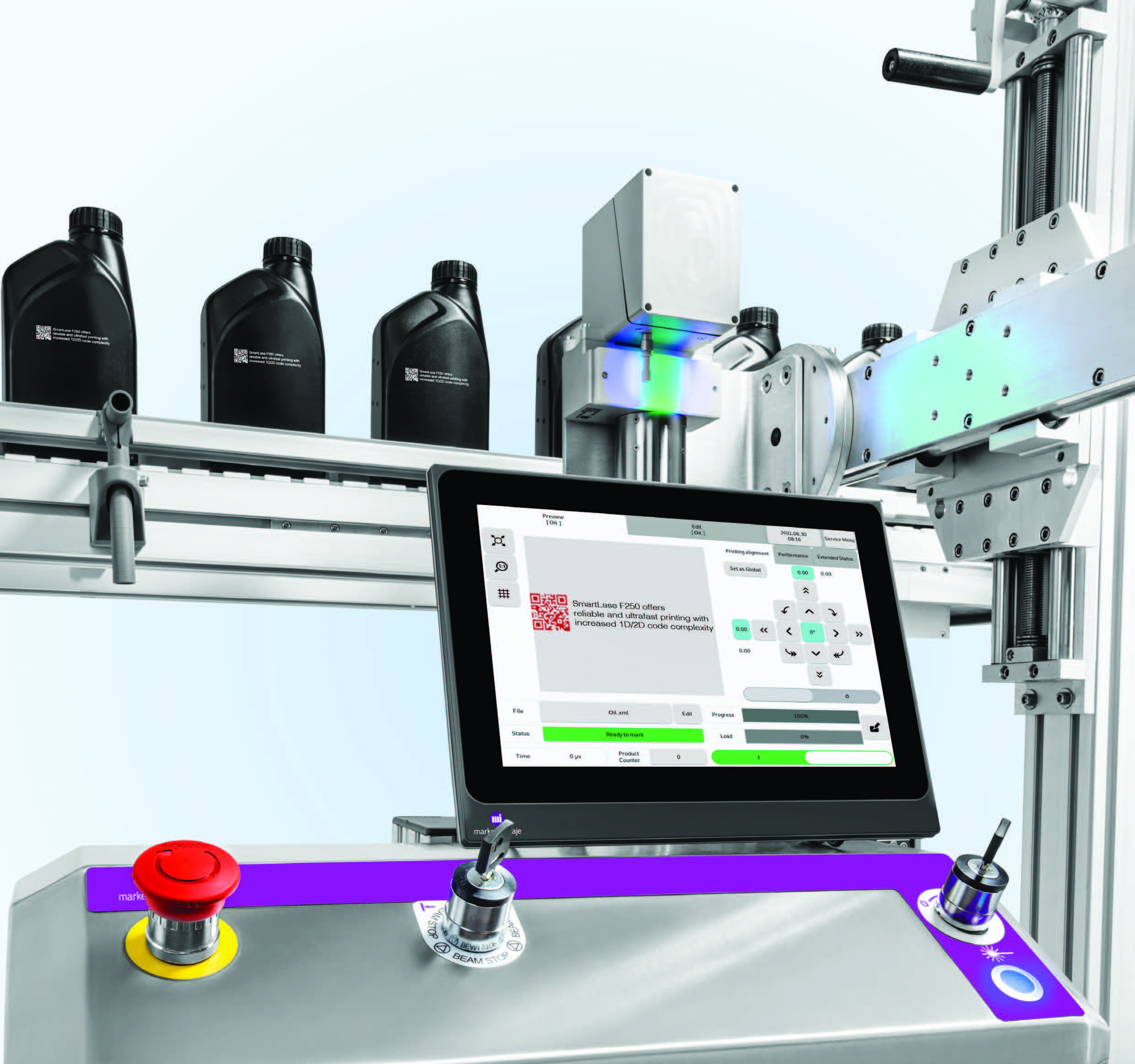 An image displaying SmartLase F250 operation with the SmartLase F250 panel interface