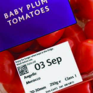 An image showing tomato plastic packaging box with printed expiry date labels