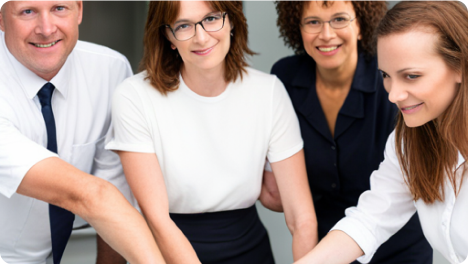 A group of workers looking at the camera with a smile.